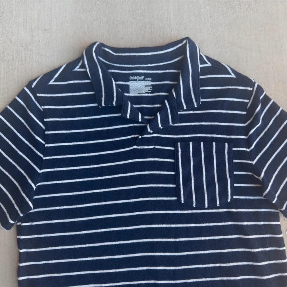 Navy and white striped polo shirt - Picture 2 of 3